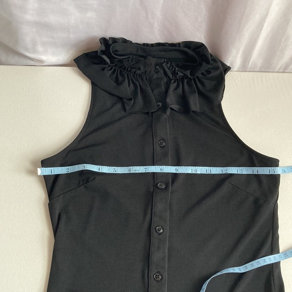 The Limited Ruffled Collar Black Buttoned Front Tank Top Size Small - Picture 7 of 8
